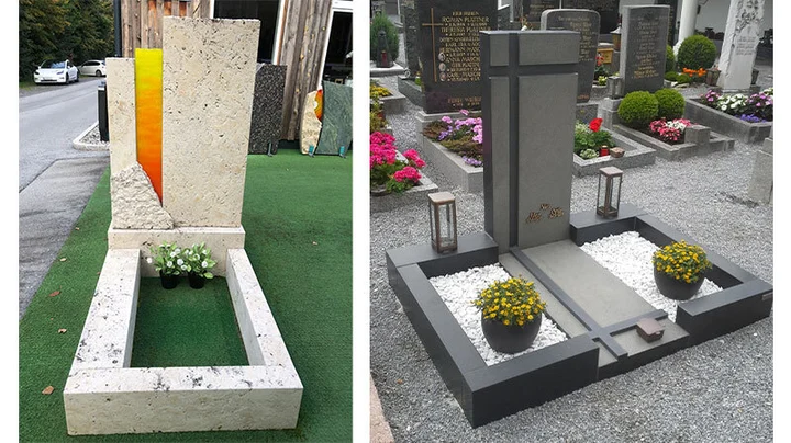 Galerie-Bild 3: zwei Grabsteine von Steinbildhauer Martin Schwienbacher