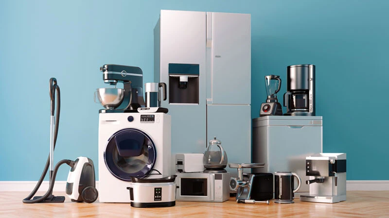 Moderne Haushaltsgeräte im Überblick – Energieeffiziente Kühlschränke, Waschmaschinen und Küchengeräte für Haushalt, Küche und Waschraum.