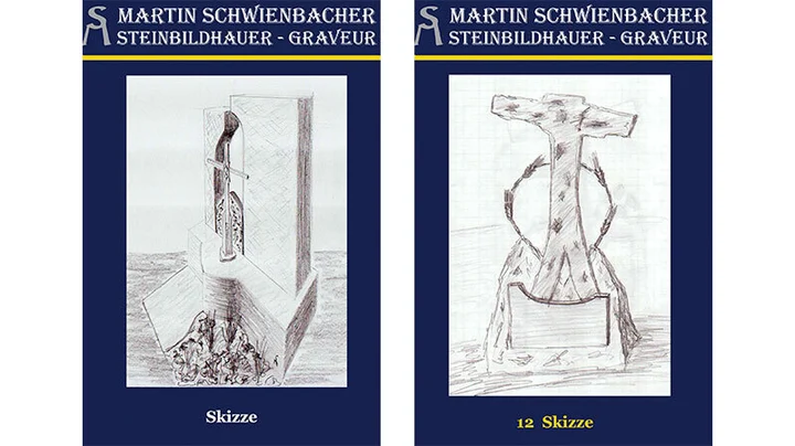 Galerie-Bild 2: zwei Skizzen für Grabsteine von Steinbildhauer Martin Schwienbacher