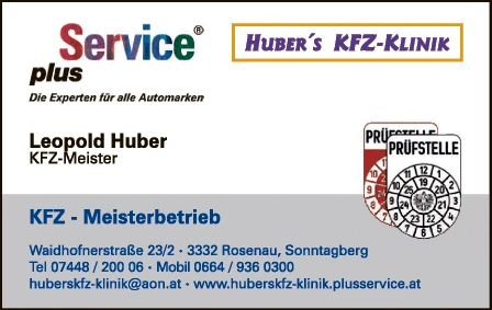 Print-Anzeige von: Huber\u0027s KFZ Klinik, Leopold