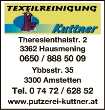 Print-Anzeige von: Textilreinigung Kuttner Andrea