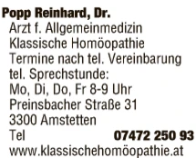 Print-Anzeige von: Popp, Reinhard, Dr., Arzt für Allgemeinmedizin