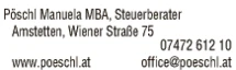 Print-Anzeige von: MBA Manuela Pöschl, Manuela Pöschl, MBA, Steuerberaterin