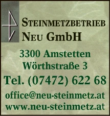 Print-Anzeige von: NEU Steinmetzbetrieb GmbH, Steinmetzbetriebe Print-Anzeige von: NEU Steinmetzbetrieb GmbH, Steinmetzbetriebe