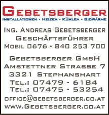 Print-Anzeige von: Gebetsberger GmbH, Inst