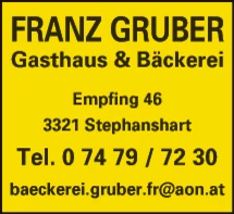 Print-Anzeige von: Gruber, Franz, Bäckerei