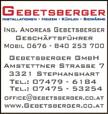 Print-Anzeige von: Gebetsberger GmbH, Inst Print-Anzeige von: Gebetsberger GmbH, Inst