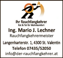Print-Anzeige von: Mario Lechner Bezirksrauchfangkehrermeister