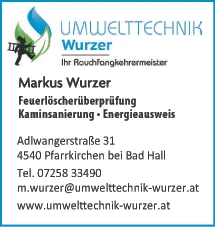 Print-Anzeige von: Umwelttechnik M. Wurzer, Rauchfangkehrer