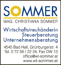 Print-Anzeige von: Sommer, Christiana, Wirtschaftstreuhänder / Steuerberater