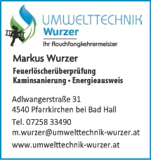 Print-Anzeige von: Umwelttechnik M. Wurzer, Rauchfangkehrer Print-Anzeige von: Umwelttechnik M. Wurzer, Rauchfangkehrer