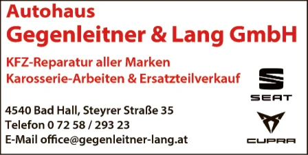 Print-Anzeige von: Gegenleitner & Lang GmbH Seat-Autohaus