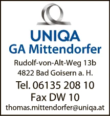 Print-Anzeige von: Uniqa GA Mittendorfer Thomas, Versicherungen