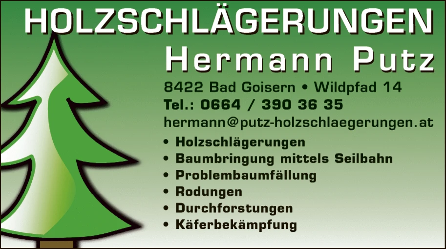 Print-Anzeige von: Putz, Hermann, Holzschlägerungen