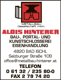 Print-Anzeige von: Hinterer Alois Metallbau GesmbH, Bau- u Portalschlosserei