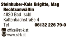 Print-Anzeige von: Steinhuber-Kals, Brigitte, Mag., Rechtsanwältin