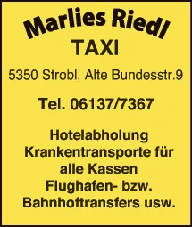 Print-Anzeige von: Riedl, Marlies, Taxi