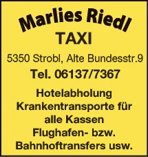 Print-Anzeige von: Anna Maria Riedl Erdbau - Transporte - Taxi - Mietwagen