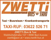 Print-Anzeige von: Zwetti, Robert, TAXI Zwetti, Taxi