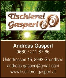 Print-Anzeige von: Gasperl, Andreas, Tischlerei