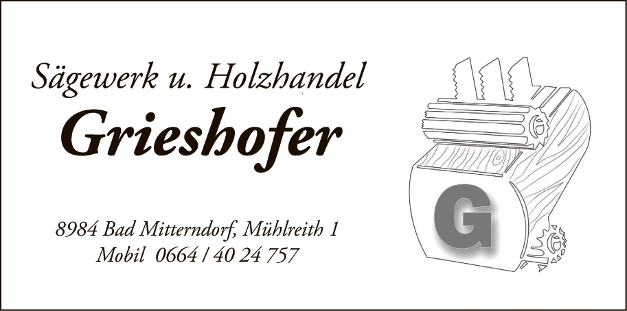 Print-Anzeige von: Grieshofer, Fritz, Sägewerk u. Holzhandel