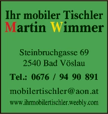 Print-Anzeige von: Wimmer, Martin, Tischlerei