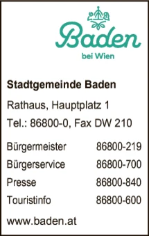 Print-Anzeige von: Stadtgemeinde Baden, Gemeinde