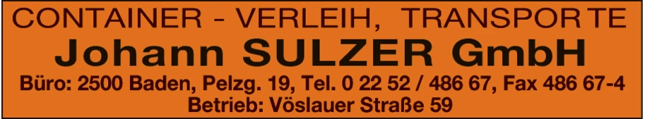 Print-Anzeige von: Sulzer Johann GmbH, Transportunternehmen