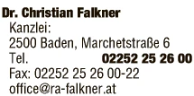 Print-Anzeige von: Falkner, Christian, Dr., Rechtsanwalt
