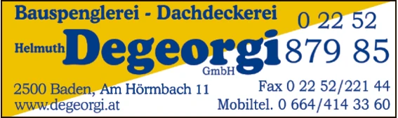 Print-Anzeige von: Degeorgi Helmuth GmbH, Bauspenglerei-Dachdeckerei