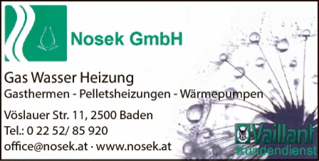 Print-Anzeige von: Nosek GmbH, Installationsunternehmen Gas, Wasser, Heizung