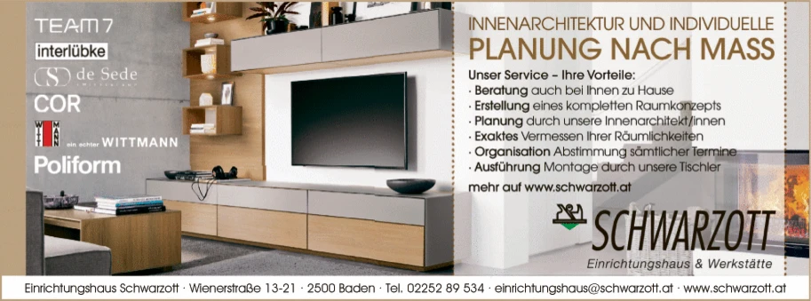 Print-Anzeige von: Schwarzott GmbH, Tischlerei Print-Anzeige von: Schwarzott GmbH, Tischlerei