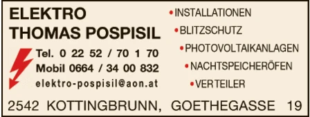 Print-Anzeige von: Pospisil, Thomas, Elektrounternehmen