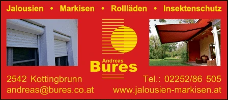 Print-Anzeige von: Bures, Andreas, Sonnenschutz, Jalousien & Markisen