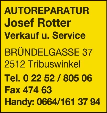 Print-Anzeige von: Rotter, Josef, Kfz-Rep u Service