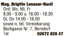 Print-Anzeige von: Lenauer-Nastl, Brigitte, Mag., Tierarztpraxis