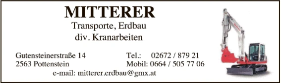 Print-Anzeige von: Mitterer, Johann, Erdbewegungen