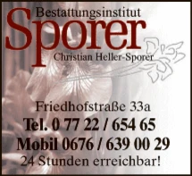 Print-Anzeige von: Bestattungsinstitut Sporer