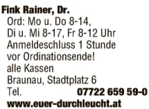 Print-Anzeige von: Fink, Rainer, Dr.med., FA für Radiologie Print-Anzeige von: Fink, Rainer, Dr.med., FA für Radiologie