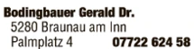 Print-Anzeige von: Bodingbauer, Gerald, Dr., FA f Zahnheilkunde