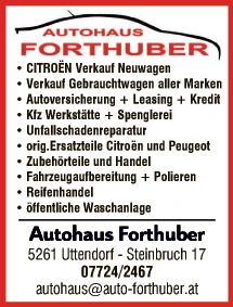 Print-Anzeige von: Forthuber Matthias e.U., Autohäuser