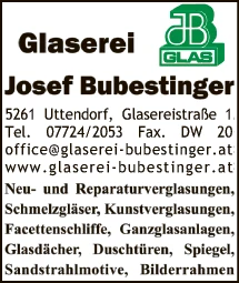 Print-Anzeige von: Bubestinger, Josef, Glaserei