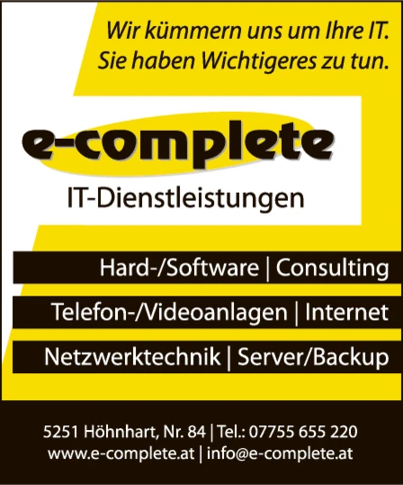 Print-Anzeige von: e-complete, IT-Dienstleistungen