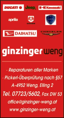 Print-Anzeige von: Ginzinger, Birgit, Kfz Werkstätte u AVIA-Tankst