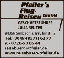 Print-Anzeige von: Pfeiler`s Flug-Reisen GmbH