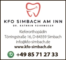 Print-Anzeige von: Rohrmoser, Kathrin, Dr., Kieferorthopädin Print-Anzeige von: Rohrmoser, Kathrin, Dr., Kieferorthopädin