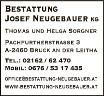 Print-Anzeige von: Neugebauer Josef, LeichenbestUntern Print-Anzeige von: Neugebauer Josef, LeichenbestUntern