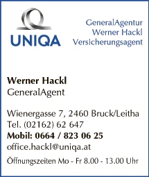 Print-Anzeige von: Hackl, Werner, Versicherungsunternehmen