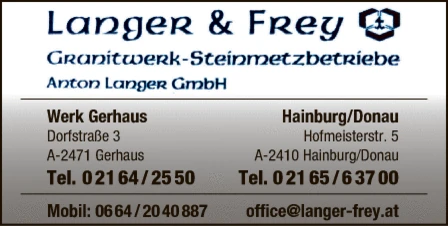 Print-Anzeige von: Langer & Frey, Granitwerk-Steinmetzbetriebe