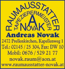 Print-Anzeige von: Novak, Andreas, Tapezierer u Dekorateure